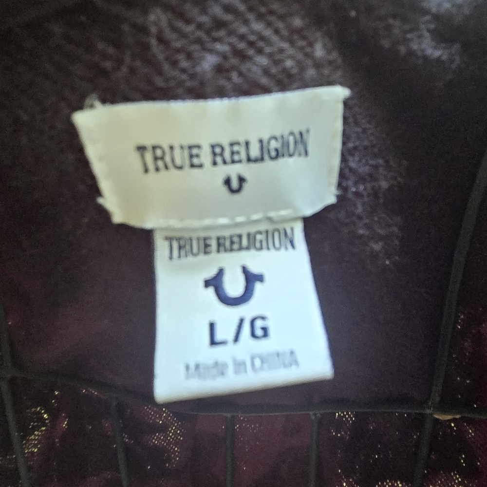 TRUE RELIGION Gold&silver Metalic Camo Front Pocket Hoodie SzL - Picture 10 of 11